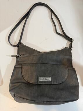 MULTI SAC Vista Crossbody Bag Zippers Adjustable Strap Front Flap Pocket Gray